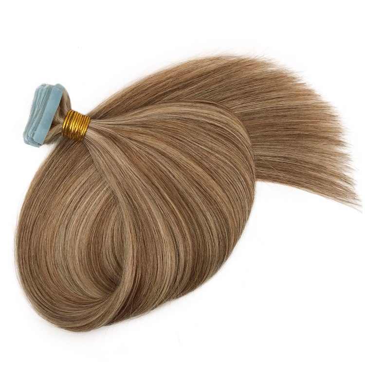 Premium Highlights Tape in Human Hair Extensions#8 color Mixed #24 Blonde color Balayage Invisiable Tape on Hair Extensions 100g/40pcs