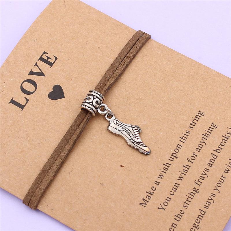 Make a wish Ancient Silver Color sports shoes Adjustable Bracelet Round Handmade Woven Bracelet Simple Fashion Women Jewelry
Make a wish Ancient Silver Color sports shoes Adjustable Bracelet Round Handmade Woven Bracelet Simple Fashion Women Jewelry