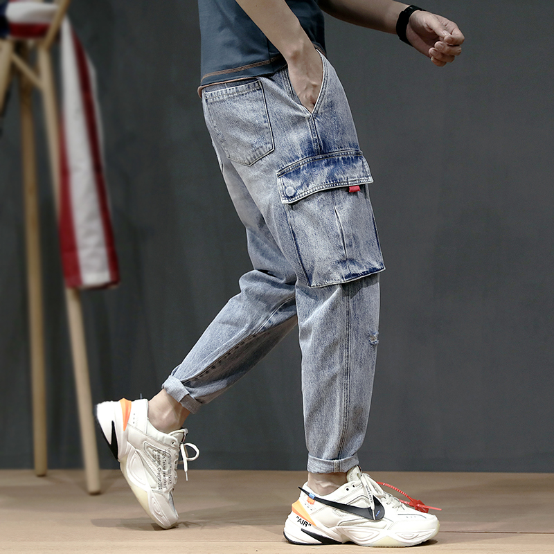 Fashion Streetwear Men Jeans Retro Light Blue Big Pocket Denim Cargo Pants Loose Fit Designer Hip Hop Jeans Men Harem Trousers
Fashion Streetwear Men Jeans Retro Light Blue Big Pocket Denim Cargo Pants Loose Fit Designer Hip Hop Jeans Men Harem Trousers