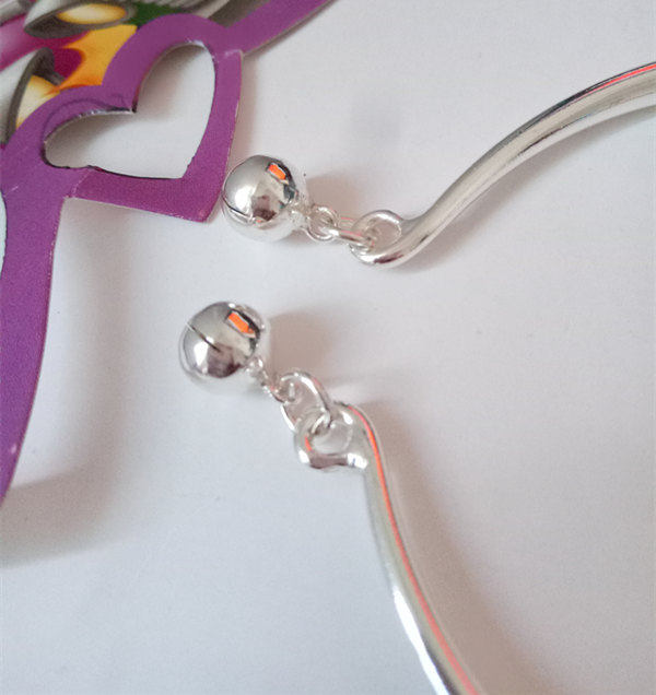 new 925 Open pure silver hollow bracelet glazed face bell silver foot bracelet snake belly egg-shaped simple solid silver bracelet hanging p