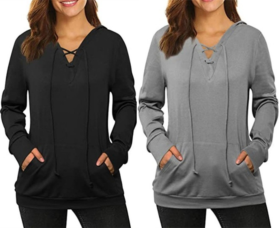 2020 hot sale new solid color v-neck fashion long sleeve hooded sweater, Kg-1 
2020 hot sale new solid color v-neck fashion long sleeve hooded sweater, Kg-1