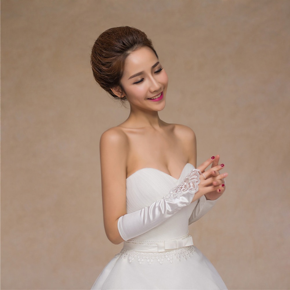 2020 1 pair new Bride Gloves Fingerless Lace Satin Women Girls Prom Feast Wedding Accessories wedding gloves