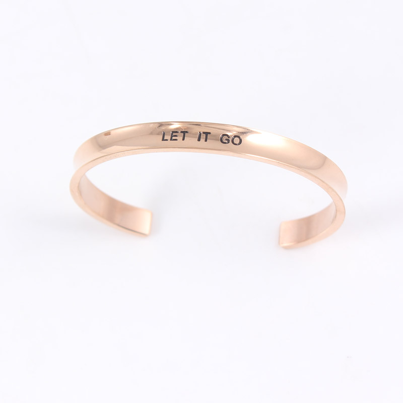 LET IT GO RoseGold 316L Stainless Steel Bangle 7MM Positive Inspirational Quote Mantra Bracelets Bangles for Women
LET IT GO RoseGold 316L Stainless Steel Bangle 7MM Positive Inspirational Quote Mantra Bracelets Bangles for Women