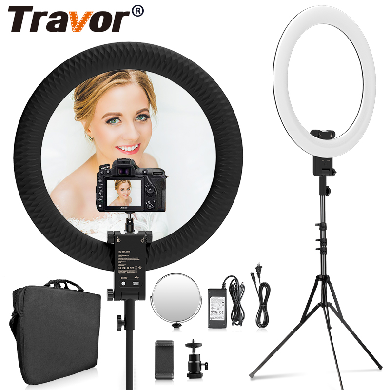 Travor Dimmable Bi-color ring lamp 20 Inch LED Ring Light photography Circle Light for Makeup YouTube with Mirror
Travor Dimmable Bi-color ring lamp 20 Inch LED Ring Light photography Circle Light for Makeup YouTube with Mirror