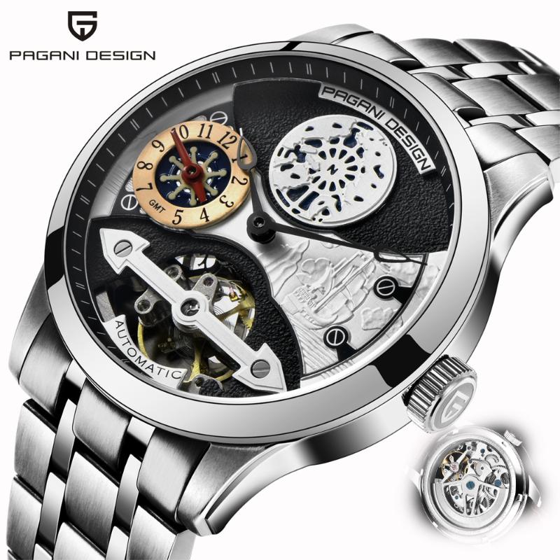 Tourbillon Automatic Watch Men Pagani Design Mechanical Mens Watches Silver Stainless Steel Male Clock Waterproof reloj hombre, Brown 
Tourbillon Automatic Watch Men Pagani Design Mechanical Mens Watches Silver Stainless Steel Male Clock Waterproof reloj hombre, Brown