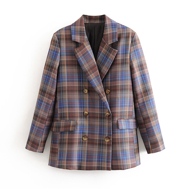 2020 Stylish Casual Plaid Suit Blazer Women Double Breasted Long Sleeve Pockets Blazers Tops Female Outerwear Chic Streetwear, As picture
2020 Stylish Casual Plaid Suit Blazer Women Double Breasted Long Sleeve Pockets Blazers Tops Female Outerwear Chic Streetwear, As picture