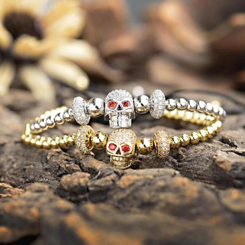 LOOKER 2020 Gold/Sliver Luxury Bracelets Men Micro Pave CZ Skeleton Skull Beads Strand Bracelet European Jewelry Pulseras Hombre 
LOOKER 2020 Gold/Sliver Luxury Bracelets Men Micro Pave CZ Skeleton Skull Beads Strand Bracelet European Jewelry Pulseras Hombre