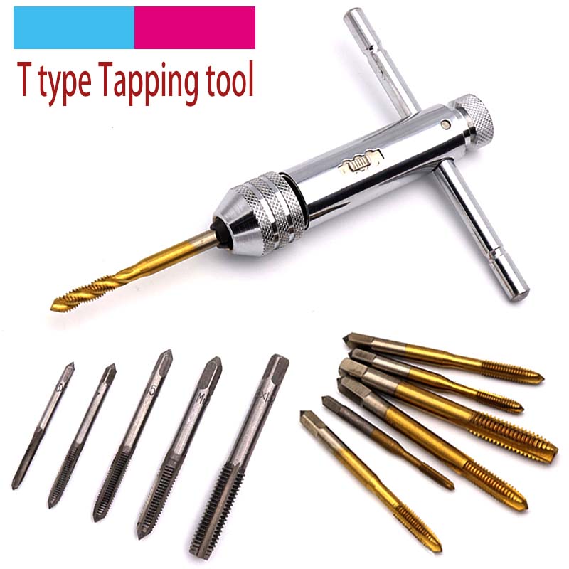 

Adjustable T Handle Wrench Ratchet Spanner M3-M8 Screw Taps Thread Metric Plugs Machinist Hand Tools Tap & Die Set