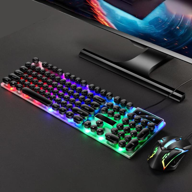 

USB Wired Gaming Keyboard Mouse Set PC Rainbow Colorful LED Illuminated Backlit Gamer Gaming Mouse and Keyboard Kit Home Office