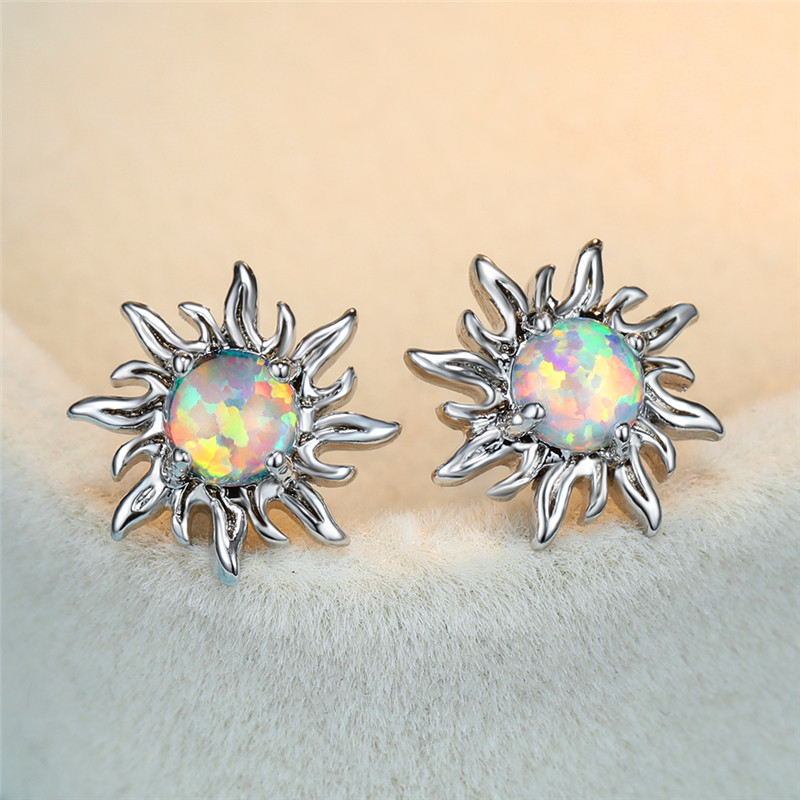 Charm Female Blue Round Opal Earrings Classic Silver Color Small Stud Earrings Trendy Bridal Sun Wedding For Women
Charm Female Blue Round Opal Earrings Classic Silver Color Small Stud Earrings Trendy Bridal Sun Wedding For Women