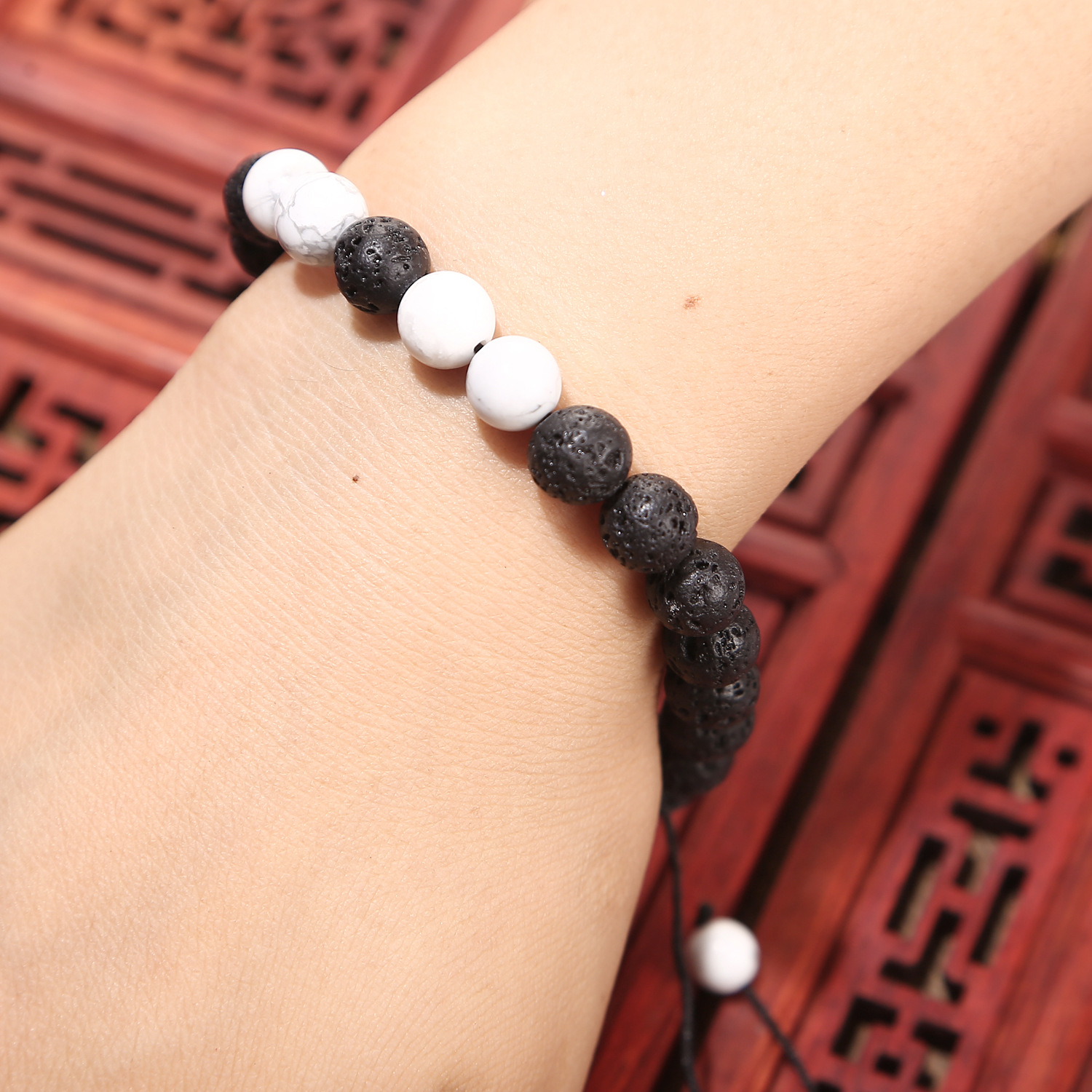 Natural Stone Lava Matte Adjustable Bracelet Men Women Black Volcanic Beads Buddha Yoga Weaving Bracelets Hand Braided Jewelry