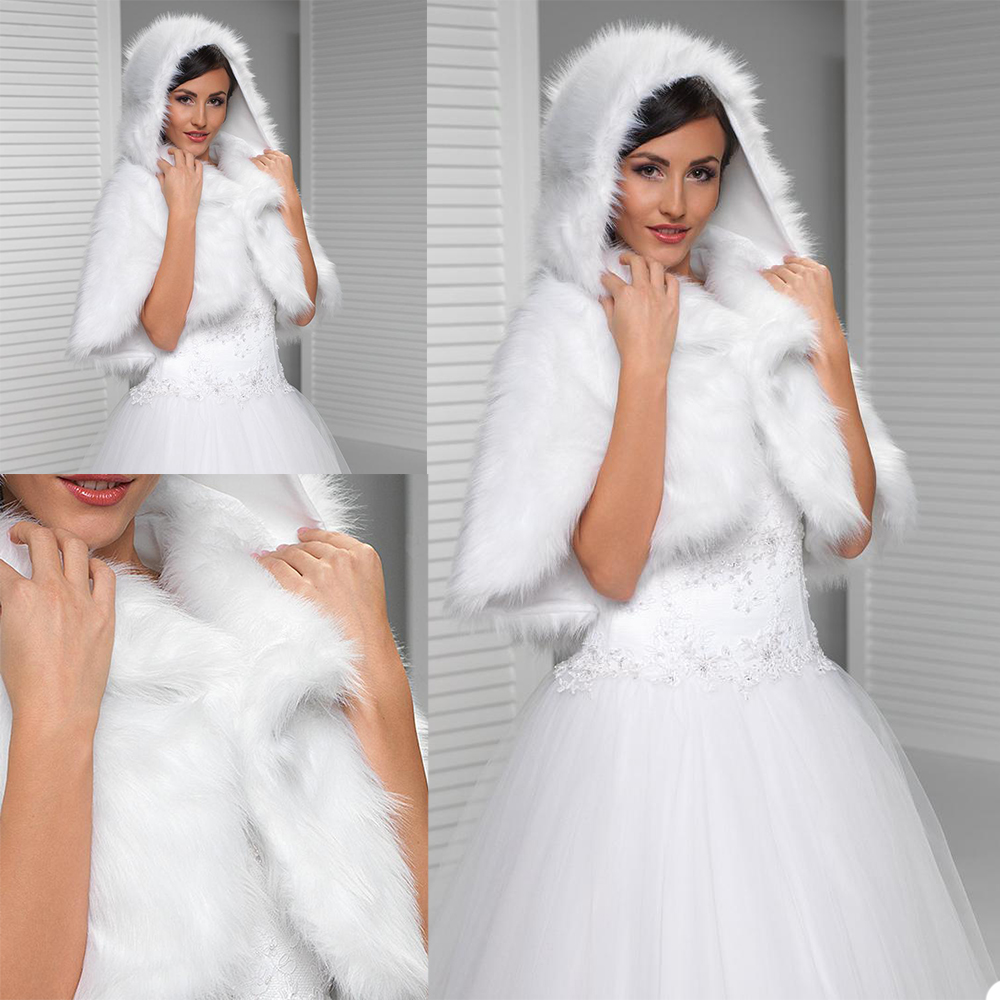 Winter Wedding Cape Bridal Manteau Custom Made Faux Fur Bridal Wraps & Jackets Special Party Banquet Wrap Wedding Bride Coats