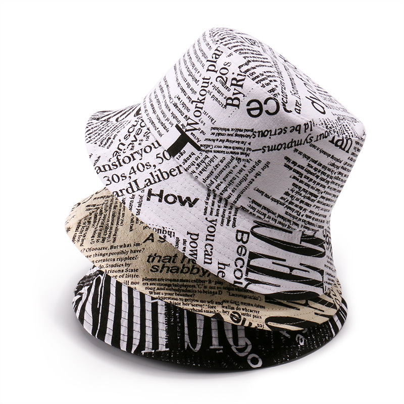 2020 Unisex Panama Bucket Hat New Design Newspaper Printed Women Men Outdoor Sunscreen Cotton Cap Street Fashion Fishing hat
2020 Unisex Panama Bucket Hat New Design Newspaper Printed Women Men Outdoor Sunscreen Cotton Cap Street Fashion Fishing hat