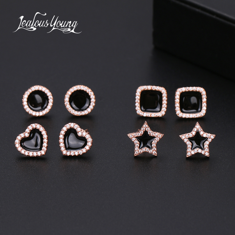 Luxury Female Black Round Heart Stud Earrings Elegant Gold Color Small Star Shape Wedding Earrings for Women Party Jewelry
Luxury Female Black Round Heart Stud Earrings Elegant Gold Color Small Star Shape Wedding Earrings for Women Party Jewelry