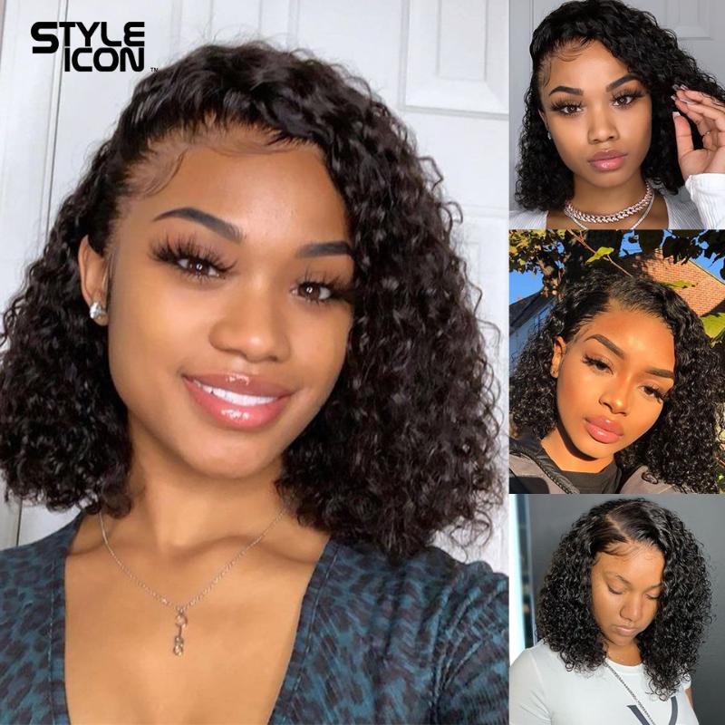 Styleicon Curly Human Hair Wigs Part Lace Kinky Curly Wig Free Part Color 1B #2 #4 #99J Pixie Cut Short Wig For Black Women, As pic 
Styleicon Curly Human Hair Wigs Part Lace Kinky Curly Wig Free Part Color 1B #2 #4 #99J Pixie Cut Short Wig For Black Women, As pic