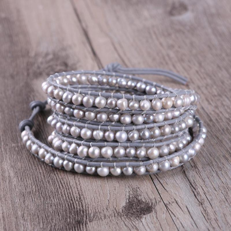 KELITCH Natural Gray Freshwater Pearls Beads 5 Wrap Bracelets Handmade Elegant Women Jewelry on Leather Cuff Bangles Adjustable
KELITCH Natural Gray Freshwater Pearls Beads 5 Wrap Bracelets Handmade Elegant Women Jewelry on Leather Cuff Bangles Adjustable