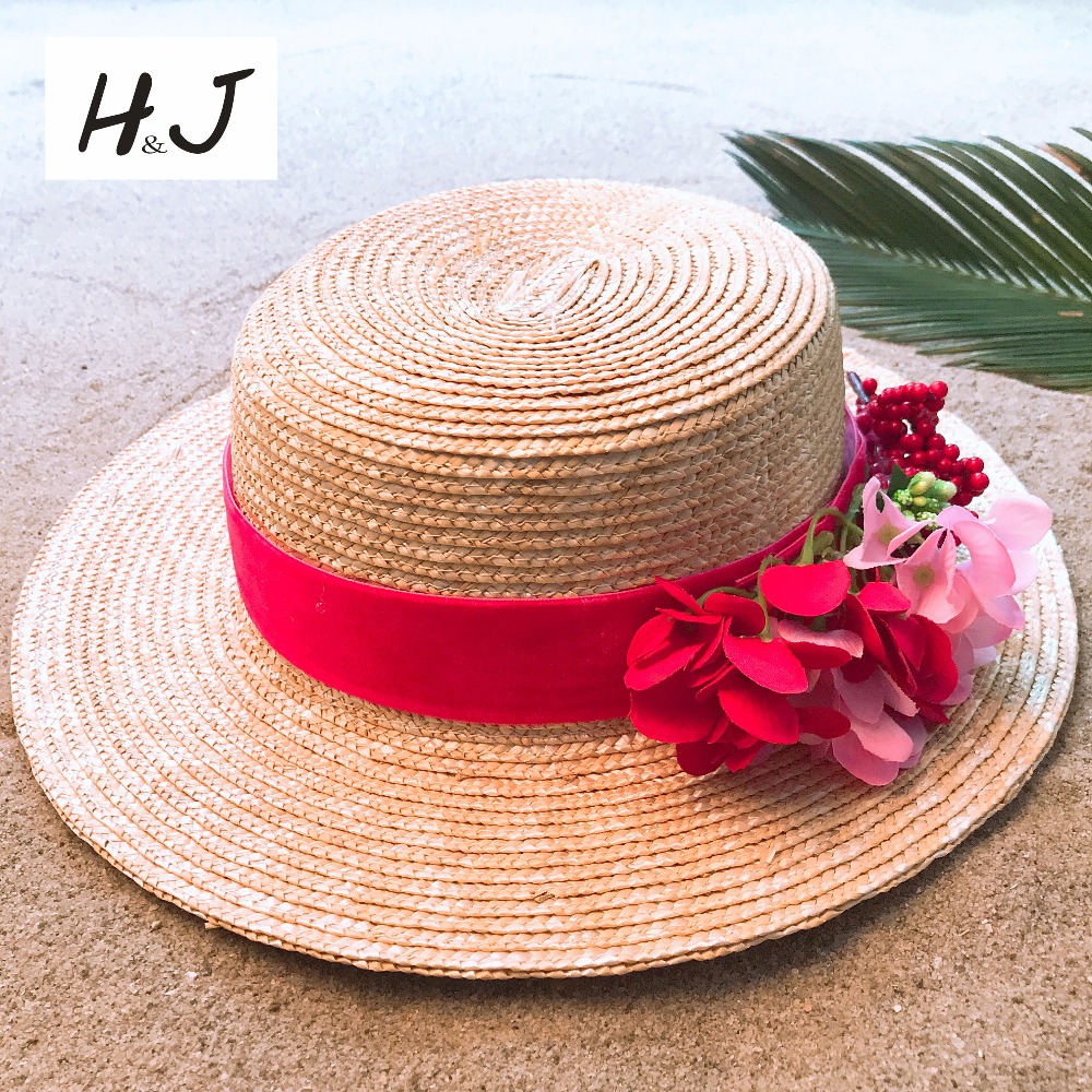 100% Wheat Straw Women Sun hat Fashion Lady Summer Flat Prok Pie Sunbonnet Boater Beach Hat With Red Flower Dropshipping, Straw-yellow flower
100% Wheat Straw Women Sun hat Fashion Lady Summer Flat Prok Pie Sunbonnet Boater Beach Hat With Red Flower Dropshipping, Straw-yellow flower