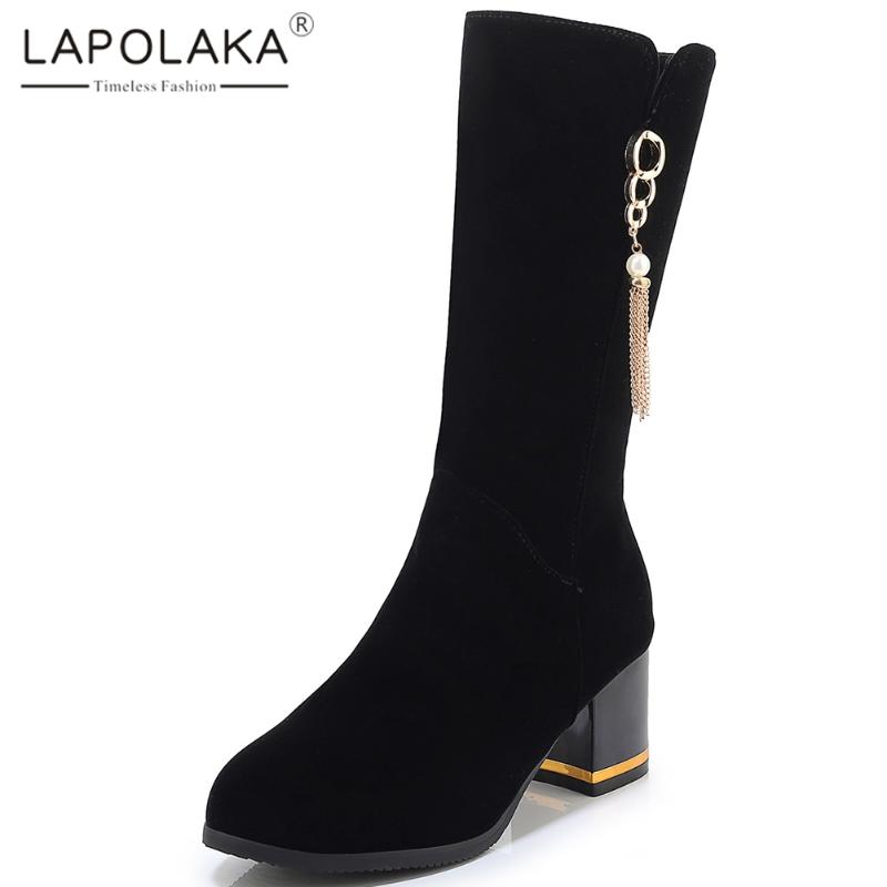 Lapolaka New Fashion Large Size 33-43 Chunky Heels Mid Calf Boots Woman Shoes Metal Decoration Zip Up Shoes Women Boots, Black
Lapolaka New Fashion Large Size 33-43 Chunky Heels Mid Calf Boots Woman Shoes Metal Decoration Zip Up Shoes Women Boots, Black