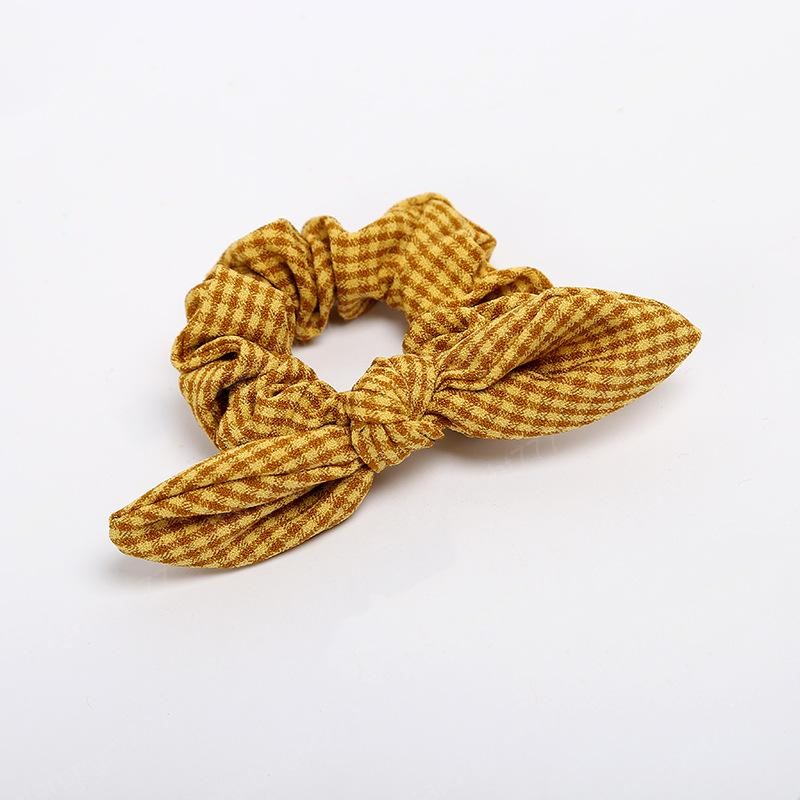 Boutique Bows Elastic Hair band for girl and woman hair Accessories Plaid Bunny Ear Pony Tail Hair Tie Rope