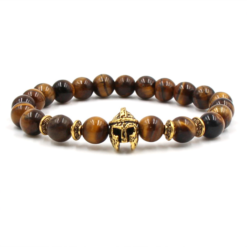 Silver Color Leopard Head Men Bracelet Natural Healing Energy Tiger Eye Stone Beads Bracelets Women Jewelry Friendship Pulseras