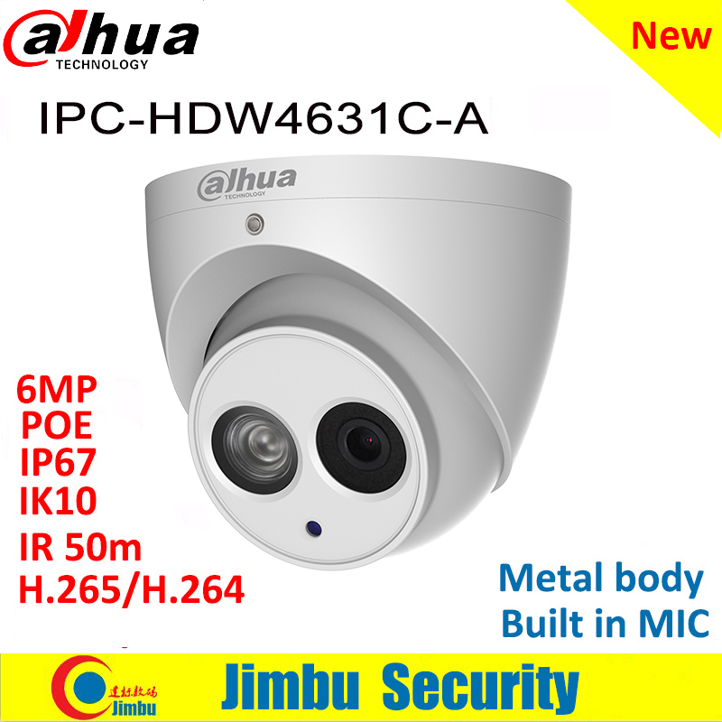 Dahua Ip Camera 6MP POE IPC-HDW4631C-A Dome Camera metal body CCTV H.265 Built-in MIC IR50m IP67 IK10
Dahua Ip Camera 6MP POE IPC-HDW4631C-A Dome Camera metal body CCTV H.265 Built-in MIC IR50m IP67 IK10