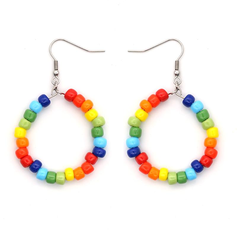 Go2Boho 2020 Fashion Jewelry Earring For Women Boho Jewellery Rainbow Earing Circle Earrings Beaded Handmade Hoop Earings