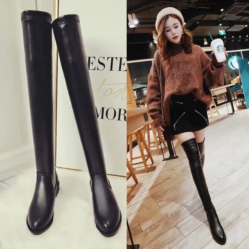 2020 Women's Pu Leather Over-the-knee Thin Flat-bottomed Low-mid-heeled Over-the-knee Long High-barrel Elastic Boots, Black
2020 Women's Pu Leather Over-the-knee Thin Flat-bottomed Low-mid-heeled Over-the-knee Long High-barrel Elastic Boots, Black