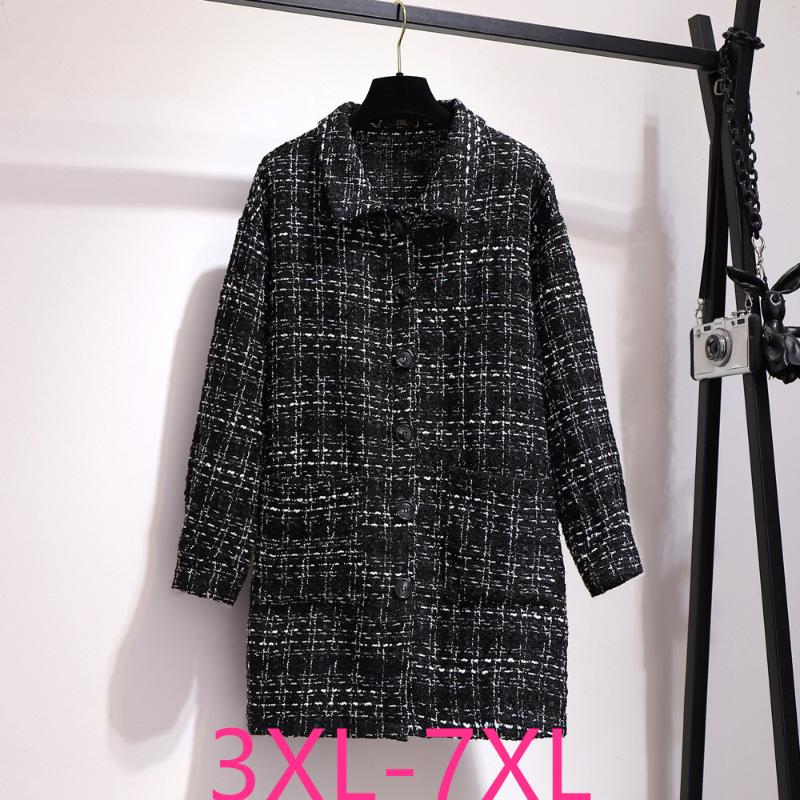 2020 new autumn winter plus size coat for women large long sleeve casual loose lapel plaid long coats black 3XL 5XL 6XL 7XL
2020 new autumn winter plus size coat for women large long sleeve casual loose lapel plaid long coats black 3XL 5XL 6XL 7XL