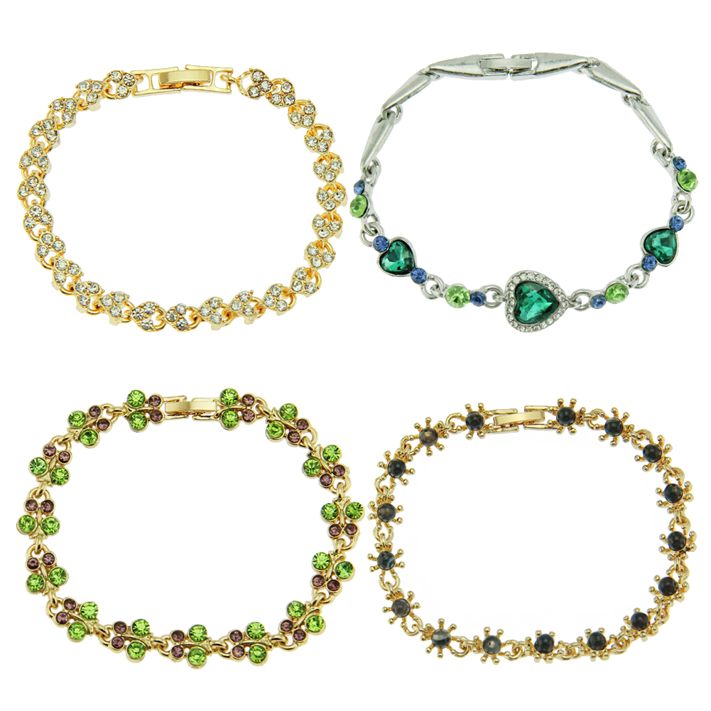 New 6 Styles Gold Silver Colorful Bling Diamond Womens Bijoux Pulseira Chain Love Charm Bracelets Chains Bracelet Wolf Tide Jewelry Gifts for Women