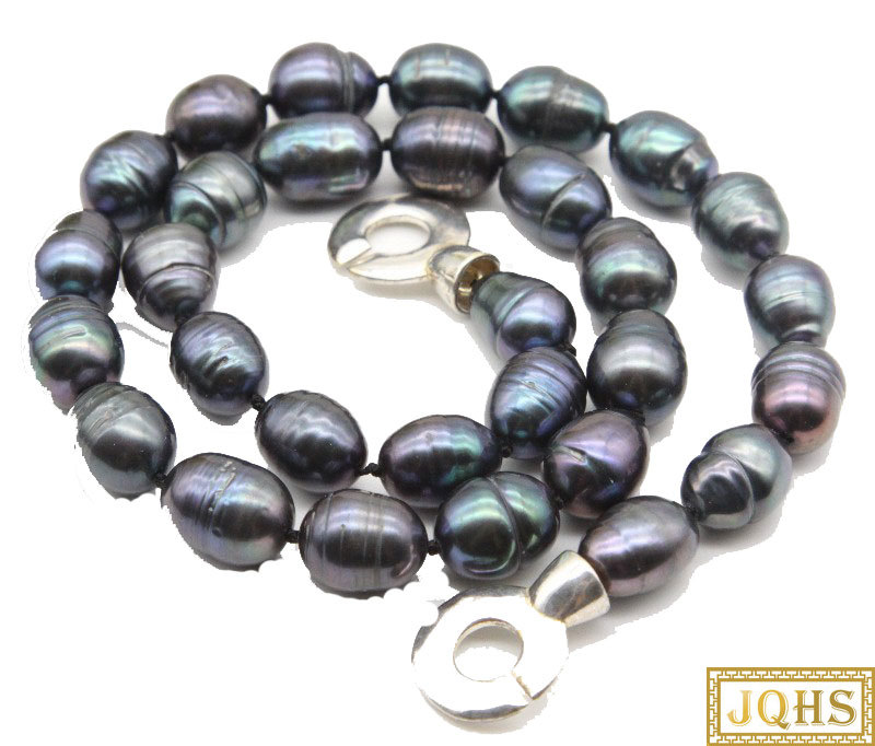 Genuine 17" 13mm rice peacock Black pearls knotted necklace 925s clasp c37 jewelry women
Genuine 17" 13mm rice peacock Black pearls knotted necklace 925s clasp c37 jewelry women