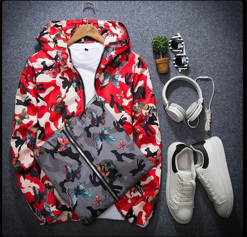 Mens Casual Camouflage Hoodie Jacket 2020 New Autumn Butterfly Print Clothes Men' Hooded Windbreaker Coat Male Outwear, Red
Mens Casual Camouflage Hoodie Jacket 2020 New Autumn Butterfly Print Clothes Men' Hooded Windbreaker Coat Male Outwear, Red
