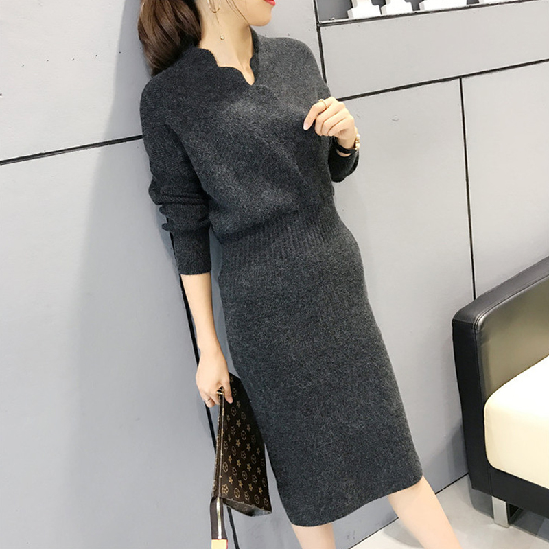 Women Autumn Winter Dress Knitted V-neck Elegant Office Lady Female Dresses Bodycon Slim Casual Ladies Vestidos, Dark grey
Women Autumn Winter Dress Knitted V-neck Elegant Office Lady Female Dresses Bodycon Slim Casual Ladies Vestidos, Dark grey