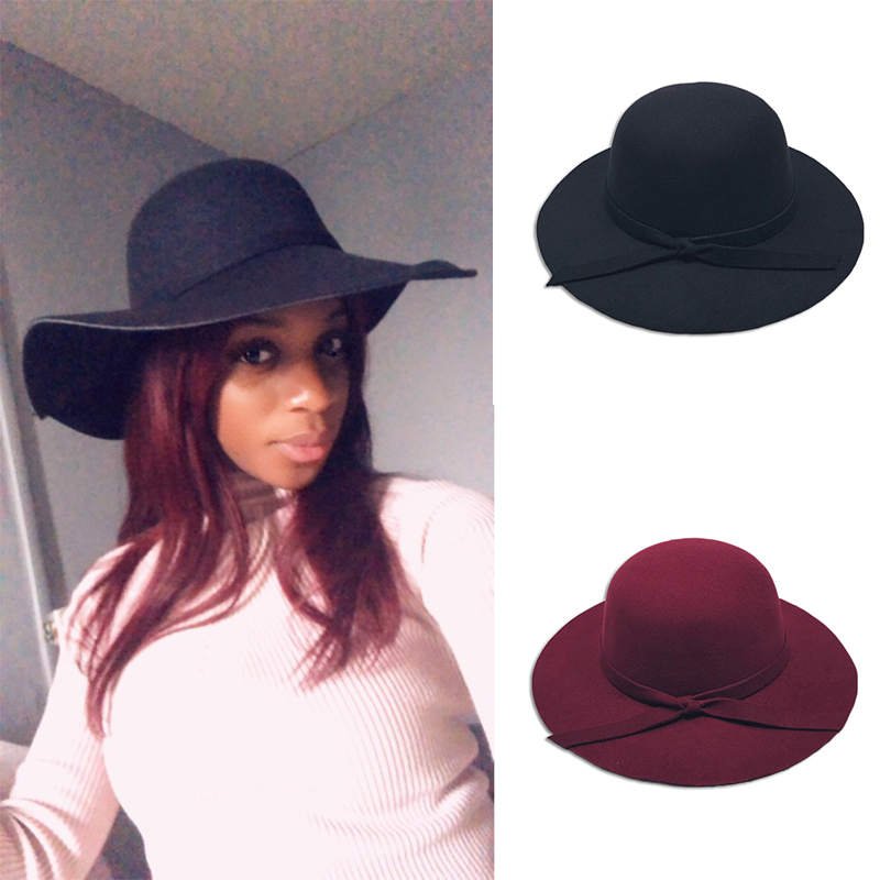 Vintage Casual Fedora Cap Wide Brim Dome Women Hat Female Lady Wool Bowknot Floppy Hats Autumn Winter, Black
Vintage Casual Fedora Cap Wide Brim Dome Women Hat Female Lady Wool Bowknot Floppy Hats Autumn Winter, Black
