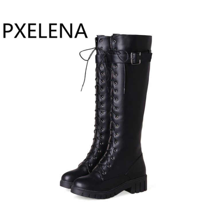 PXELENA Vintage Riding Knight Knee High Boots Women Buckle Lace Up Square Med Heels Combat Biker Long Boots Ladies Shoe, Gray
PXELENA Vintage Riding Knight Knee High Boots Women Buckle Lace Up Square Med Heels Combat Biker Long Boots Ladies Shoe, Gray