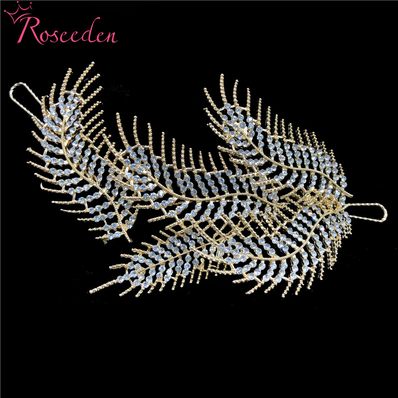 Vintage Gold Wedding Feather Headband Rhinestone Bridal Headpieces Leaf Crown Women Party Pageant Hair Accessories RE3568
Vintage Gold Wedding Feather Headband Rhinestone Bridal Headpieces Leaf Crown Women Party Pageant Hair Accessories RE3568
