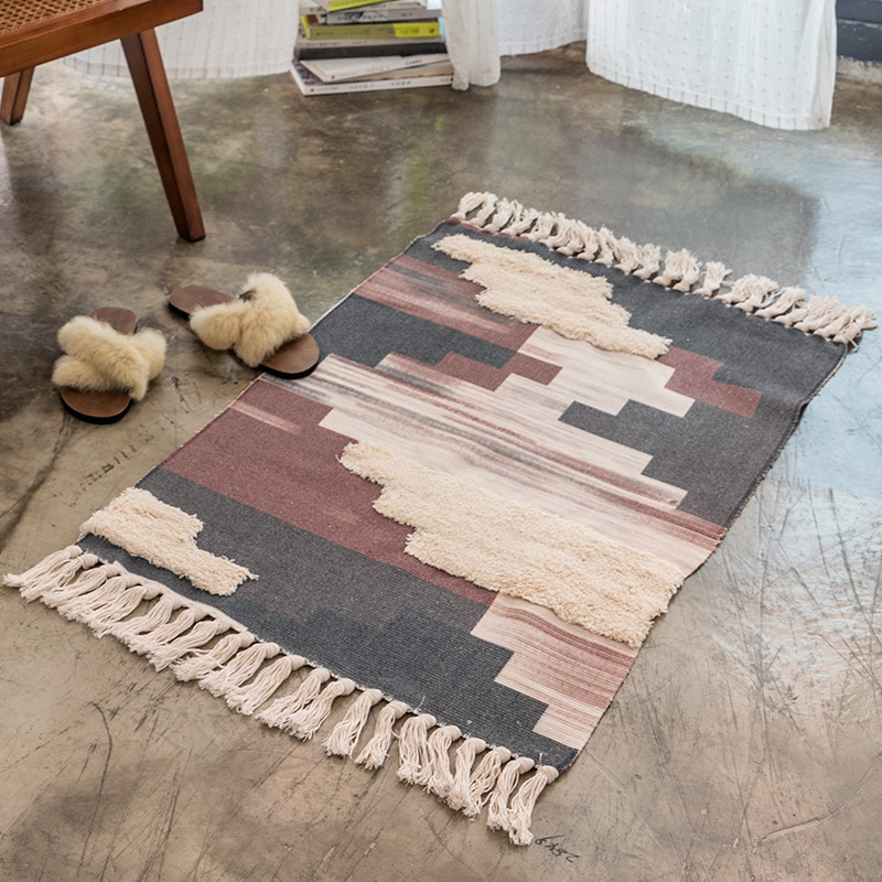 Nordic Hand Woven Cotton Linen Tassel Carpet Bedside Rug for Geometric Floor Living Room Sofa End Table Bedroom Home Decoration, Red02
Nordic Hand Woven Cotton Linen Tassel Carpet Bedside Rug for Geometric Floor Living Room Sofa End Table Bedroom Home Decoration, Red02