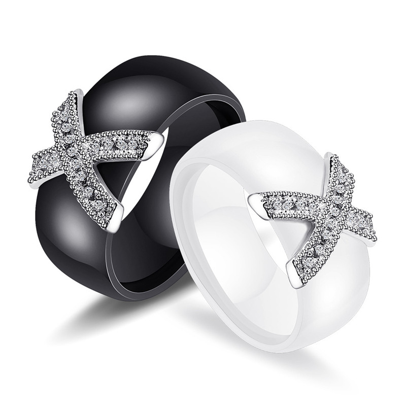 ZORCVENS Fashion Jewelry Women Ring With Crystal 8 mm X Cross Ceramic Rings For Women Wedding Party Accessories
ZORCVENS Fashion Jewelry Women Ring With Crystal 8 mm X Cross Ceramic Rings For Women Wedding Party Accessories