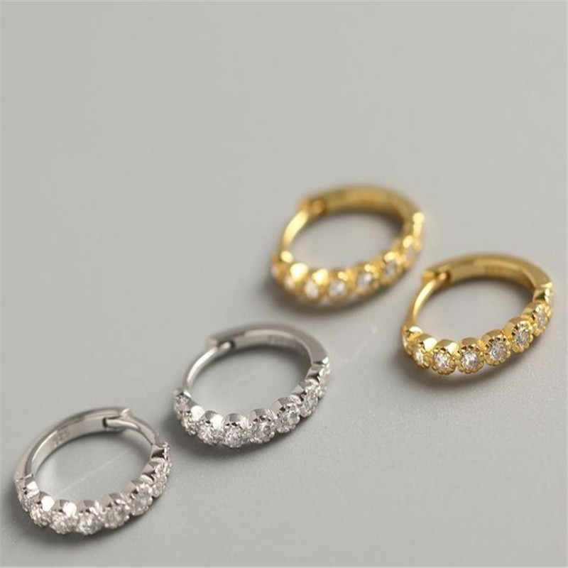 Sterling Silver Earrings For Women Girls Wedding Earring 925 Silver Micro CZ Zircon Circle Earring Hoop Jewelry