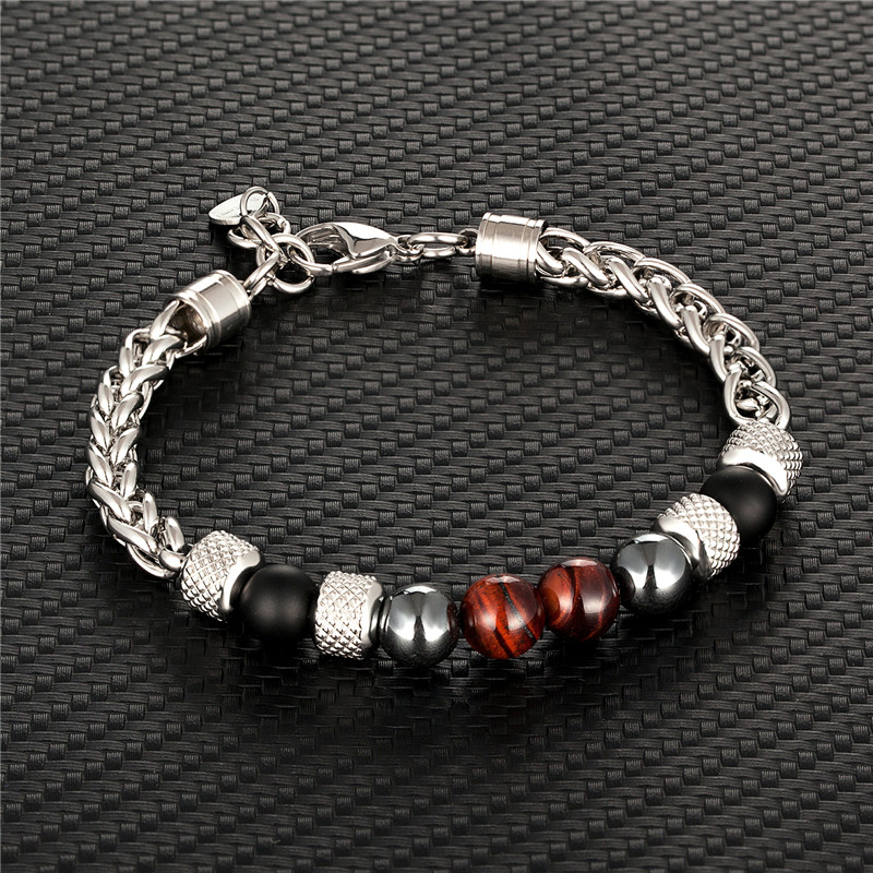 MKENDN Men's Bracelet & Bangle Red Tiger Eye With Stainless Steel Bracelet Silver Color Link Wheat Double Chain Jewelry
MKENDN Men's Bracelet & Bangle Red Tiger Eye With Stainless Steel Bracelet Silver Color Link Wheat Double Chain Jewelry