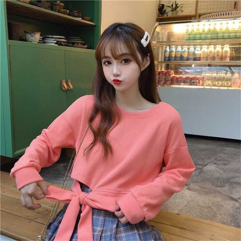 Fashion Bowknot Top women loose 2020 autumn winter new Female students round neck short cotton Top M153, Yellow
Fashion Bowknot Top women loose 2020 autumn winter new Female students round neck short cotton Top M153, Yellow