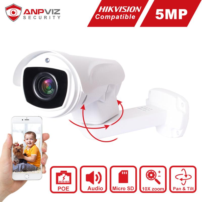 

Anpviz PTZ IP Camera Indoor/Outdoor 5MP POE Camera Pan/Tilt 10x Zoom Onvif P2P H.264/H265 Micro SD Audio optional