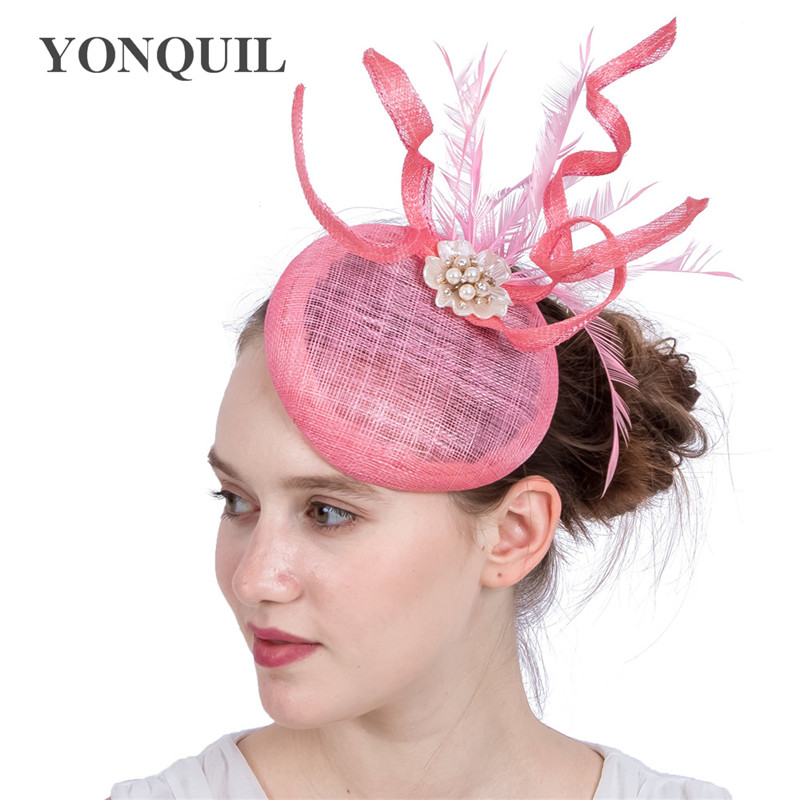 New Top quailty Pearl decoration fascinator hot pink sinamay fascinator feather wedding hats for race holiday show suit all season SYF196
New Top quailty Pearl decoration fascinator hot pink sinamay fascinator feather wedding hats for race holiday show suit all season SYF196