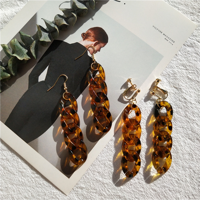 UJBOX Factory Wholesale Japan Korea Leopard Acetate Chain Earrings Women Summer Geometric Acetic Acid Drop Earrings E291
UJBOX Factory Wholesale Japan Korea Leopard Acetate Chain Earrings Women Summer Geometric Acetic Acid Drop Earrings E291