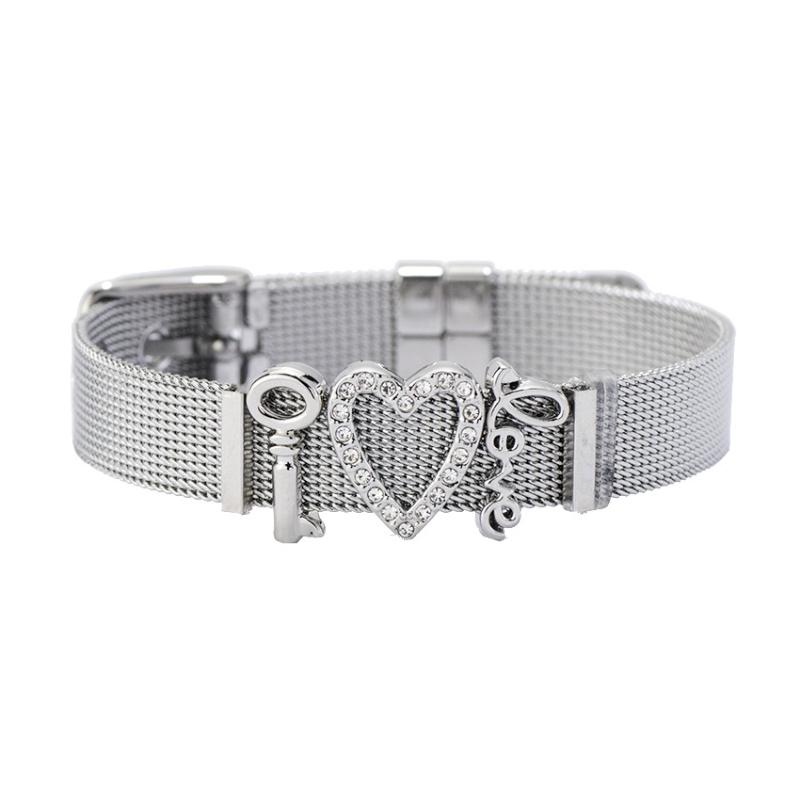 Silver Color Stainless Steel Mesh Bracelet Set with 3pcs Slide Charms and Rubber Stopper Drop Shipping
Silver Color Stainless Steel Mesh Bracelet Set with 3pcs Slide Charms and Rubber Stopper Drop Shipping