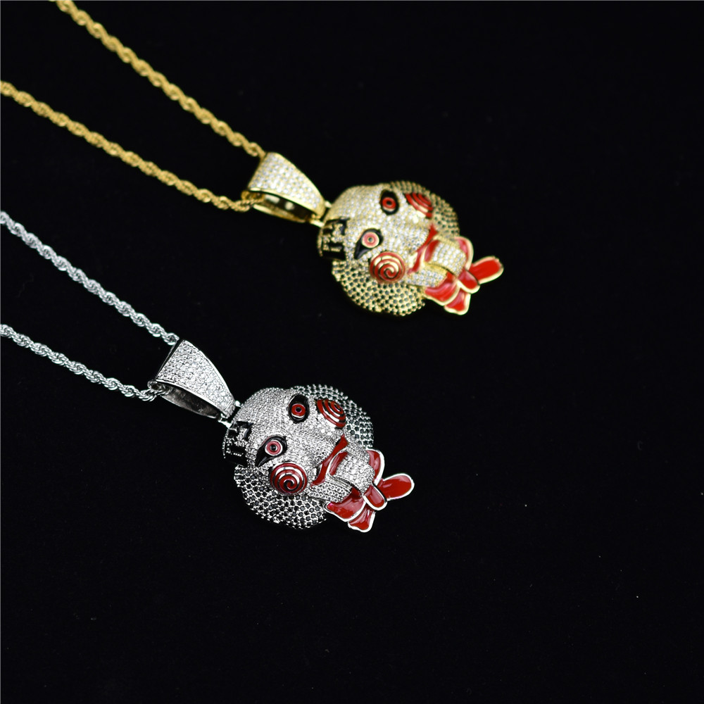 Hip Hop Iced Out CZ 6ix9ine Chain Clown 69 Tekashi69 Necklace & Pendant 3D Saw Billy Inspired Necklace with 4mm Tennis Chain
Hip Hop Iced Out CZ 6ix9ine Chain Clown 69 Tekashi69 Necklace & Pendant 3D Saw Billy Inspired Necklace with 4mm Tennis Chain