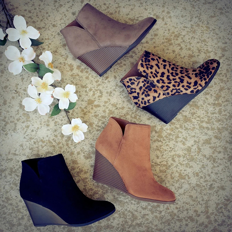 Pointed Toe Booties Winter Women Leopard Ankle Boots Lace Up Footwear Platform High Heels Wedges Shoes Woman Bota Feminina LJ200904