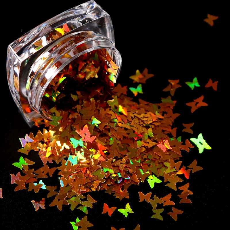 Nail Glitter 4 Boxes/Set Holographic Butterfly 3D Gold Laser Sequins Spangles Nails Art Decoration Polish Manicure Accessories