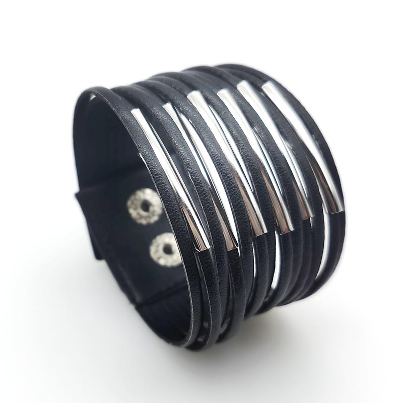 Simple Design Black Leather Bracelets For Women Fashion Bracelets & Bangles Elegant Multilayer Wrap Wide Bracelet Jewelry
Simple Design Black Leather Bracelets For Women Fashion Bracelets & Bangles Elegant Multilayer Wrap Wide Bracelet Jewelry