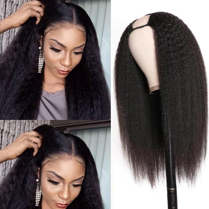 Alibele Brazilian Kinky Straight U Part Remy Human Hair Wig Glueless 2x4" Middle Deep U Shape Machine Wig 10-24inch Yaki, As pic
Alibele Brazilian Kinky Straight U Part Remy Human Hair Wig Glueless 2x4" Middle Deep U Shape Machine Wig 10-24inch Yaki, As pic