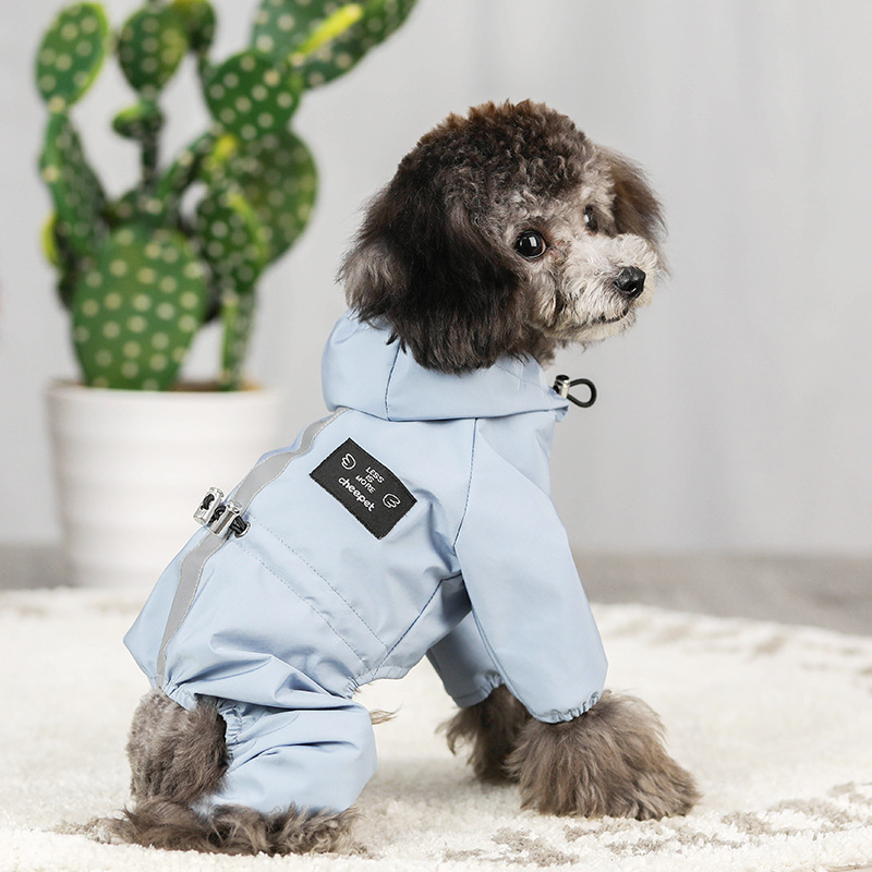 Dog Apparel Reflective Raincoat Night Walk Rain Coat For Small Dogs Waterproof Clothes Chihuahua Labrador Jumpsuit Hooded Jacket